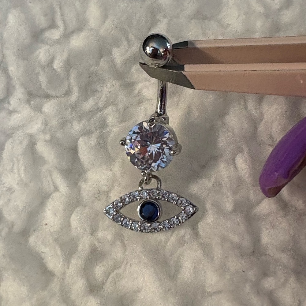 Belly Button Ring Elegant Silver Tone Copper Tear Drop Eye rhinestone Belly Ring